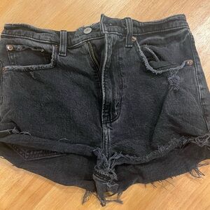 Abercrombie & Fitch Frayed Hem Black Jean Shorts